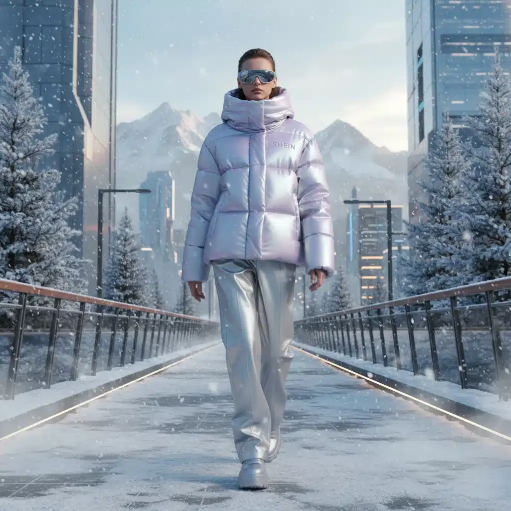 Modelo vistiendo una chaqueta acolchada SHEIN moderna y cálida en un ambiente invernal, ideal para 2026.