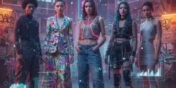 Jóvenes de la Generación Z con estilos de moda diversos y vibrantes, representando las tendencias futuras.