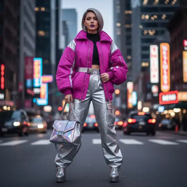 Mujer elegante luciendo una chaqueta SHEIN de moda en un entorno urbano, mostrando las tendencias de 2026.