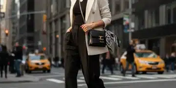 Mujer elegante con look de alta costura de Shein en la ciudad