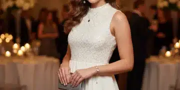 Mujer luciendo un elegante look de fiesta Shein 2026, sonriendo y con accesorios modernos.