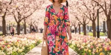 Shein Primavera 2026: 7 Imprescindibles para un Armario Fresco y Actualizado Mujer joven con vestido floral de Shein en un parque primaveral, luciendo las tendencias de Primavera 2026.