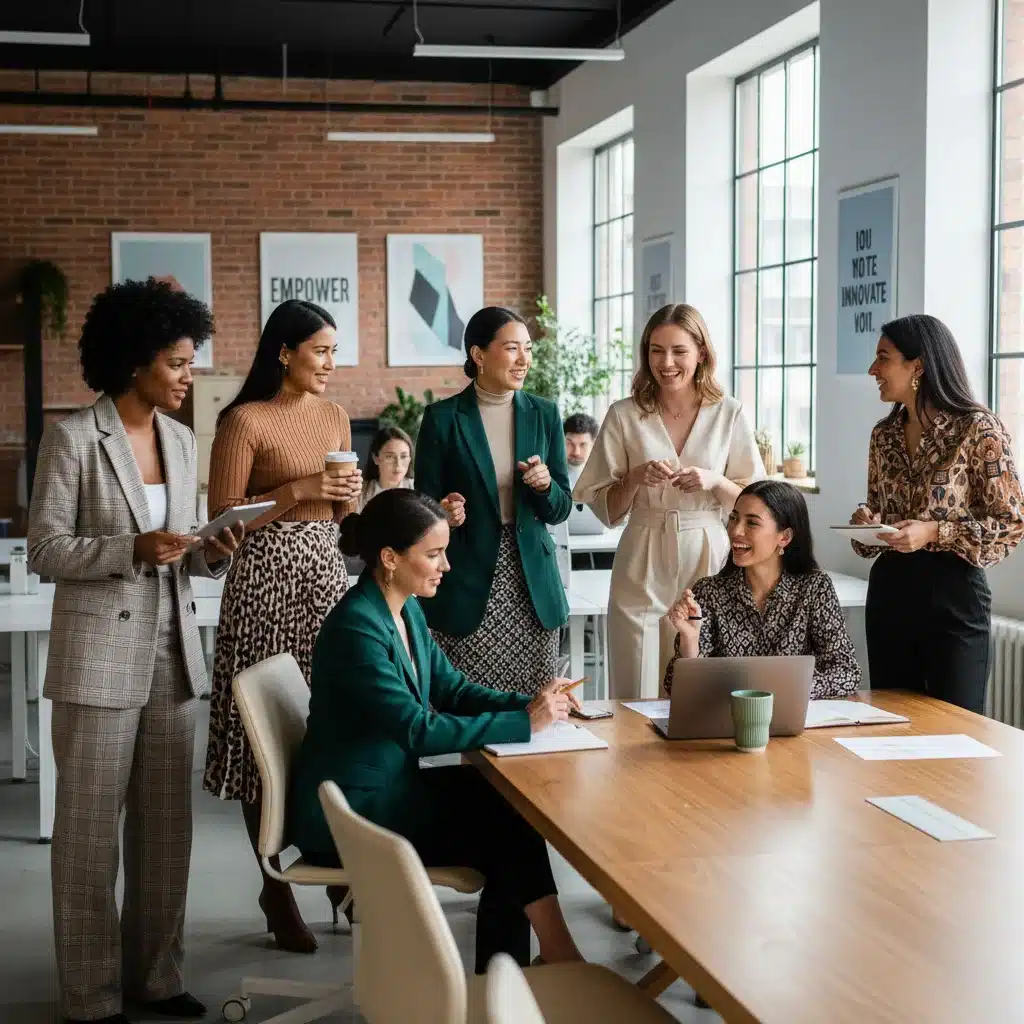 Grupo de mujeres con looks de oficina SHEIN en un entorno colaborativo.