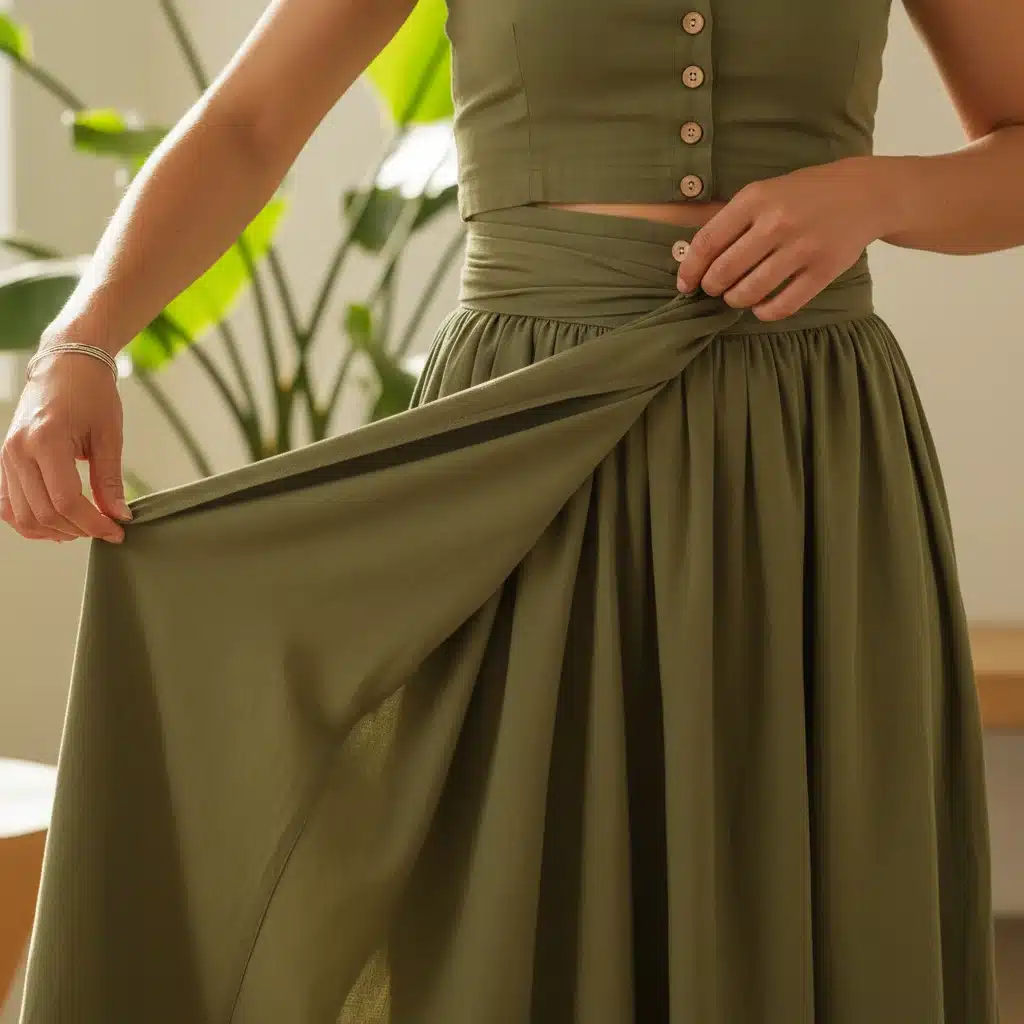 Detalle de prenda versátil transformándose para crear un nuevo look