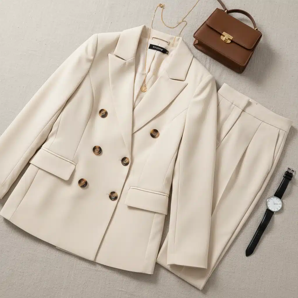 Detalle de conjunto Shein blazer y pantalón para entrevista, con accesorios discretos.