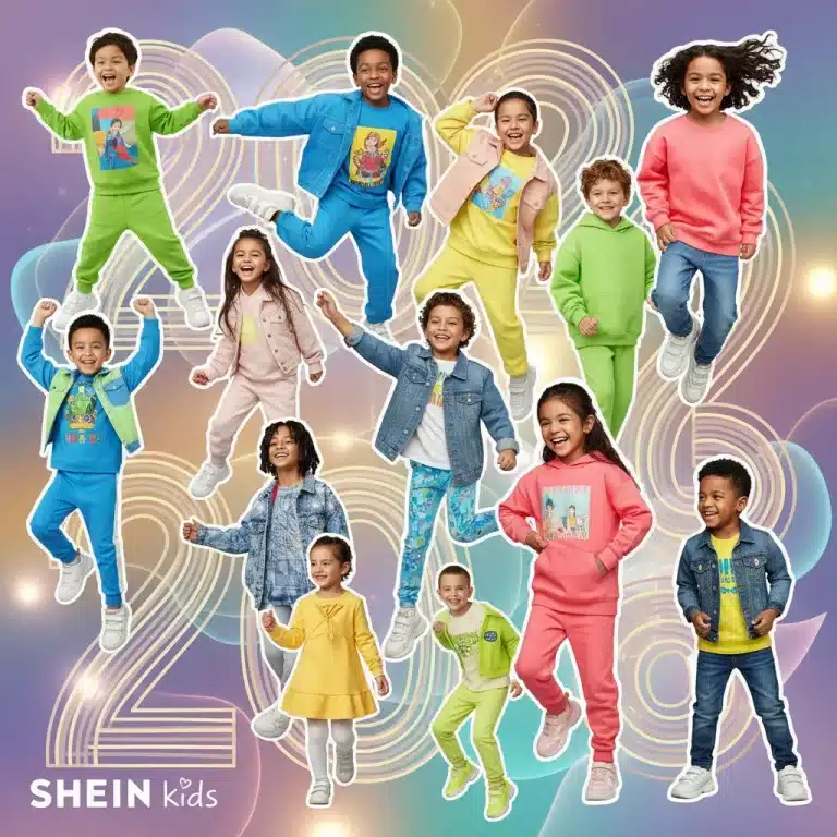 Niños sonrientes vistiendo las últimas tendencias de moda infantil SHEIN Kids 2026