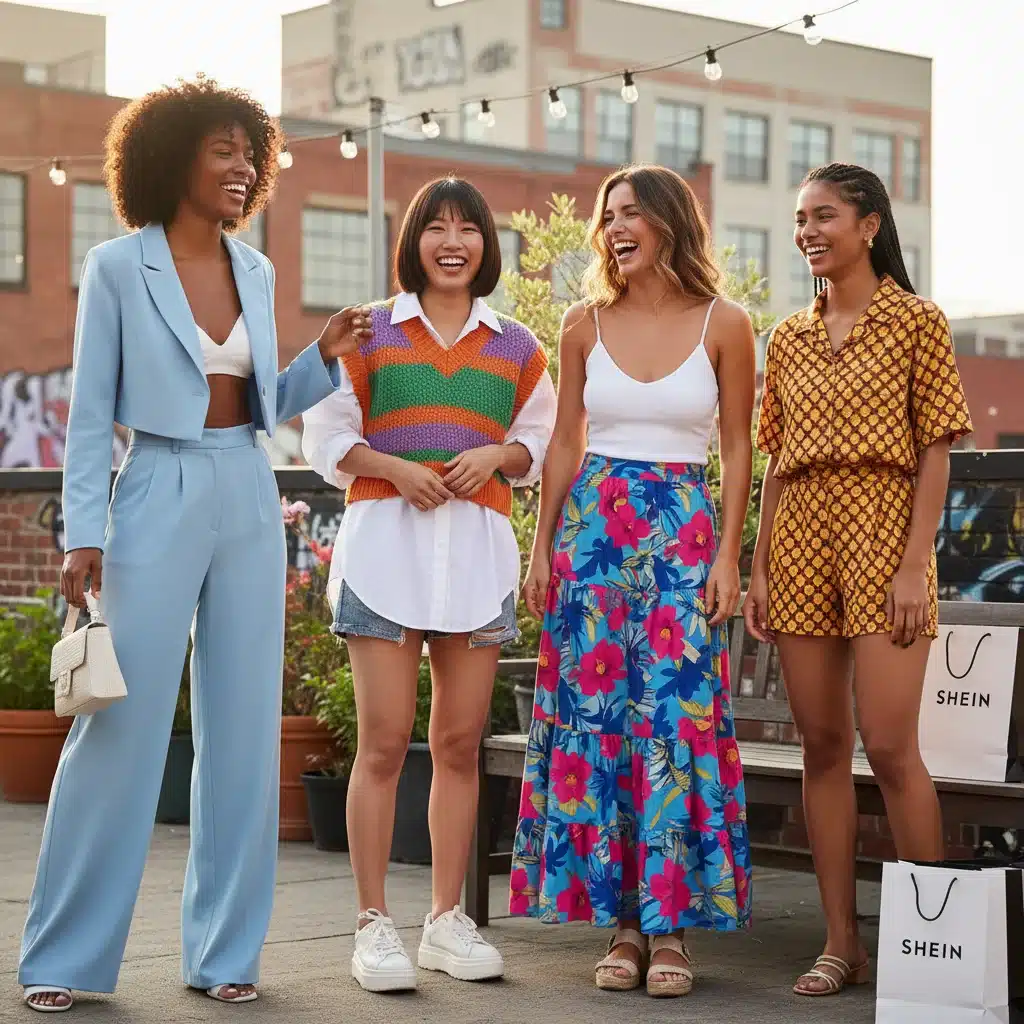 Grupo de mujeres jóvenes vistiendo diferentes estilos de Shein Primavera 2026, mostrando diversidad de tendencias.